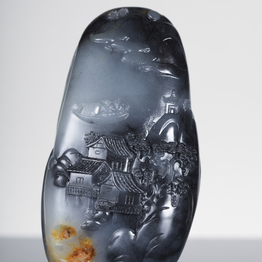 天然 水晶玉 彰山 在銘 共箱